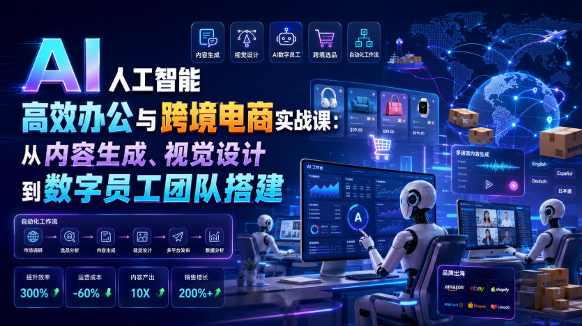 AI人工智能*办公与跨境电商实战课:从内容生成、视觉设计到数字员工团队搭建
