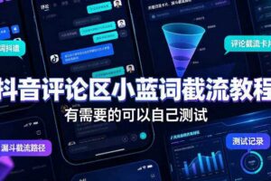 抖音评论区小蓝词截流教程，有需要的可以自己测试