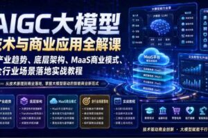 AIGC大模型技术与商业应用全解课|产业趋势、底层架构、MaaS商业模式、全行业场景落地实战教程