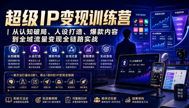 *IP变现训练营|从认知破局、人设打造、*内容到全域流量变现全链路实战