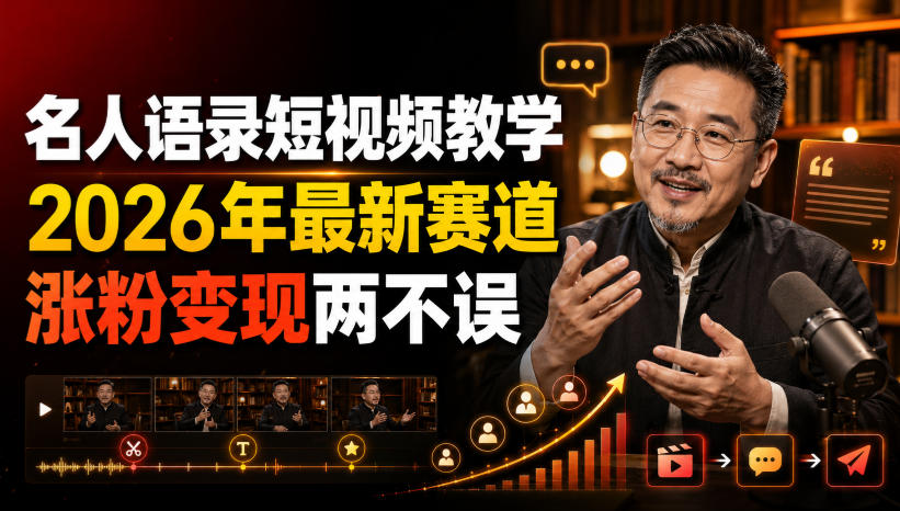 名人语录短视频教学,2026年*赛道,涨粉变现两不误