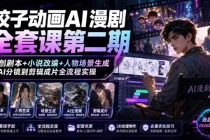 (19910期)饺子动画AI漫剧全套课第二期:原创剧本+小说改编+人物场景生成,从AI分镜到剪辑成片全流程实操