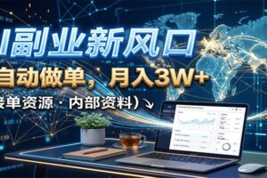 AI副业新风口,AI自动做单,月入3W+,附接单资源