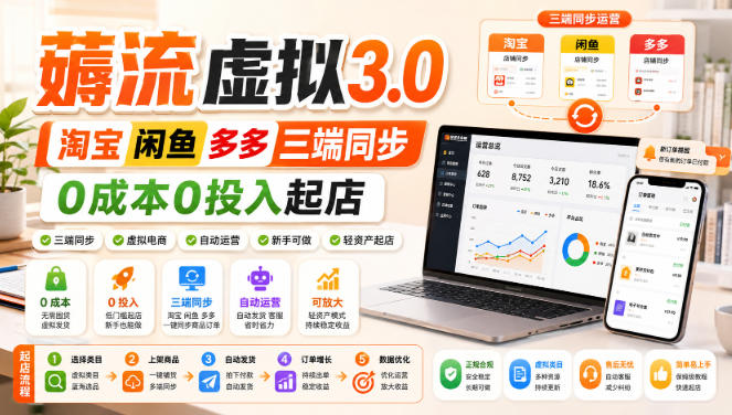 绅白不白·薅流虚拟3.0丨淘宝闲鱼多多三端同步丨*0投入起店
