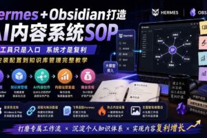 （19861期）Hermes+Obsidian打造AI内容系统SOP；工具只是入口系统才是复利，从安装配置到知识库管理完整教学