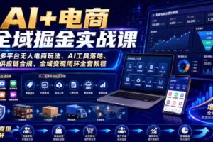 AI+电商全域掘金实战课|多平台无人电商玩法、AI工具落地、供应链合规、全域变现闭环全套教程