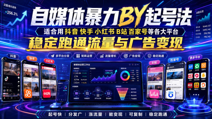 自媒体*搬运起号法,适合用抖音快手小红书B站百家号等各大平台,稳定跑通流量与广告变现