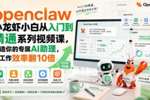 openclaw小龙虾小白从入门到精通系列视频课,打造你的专属AI助理,让工作效率翻10倍