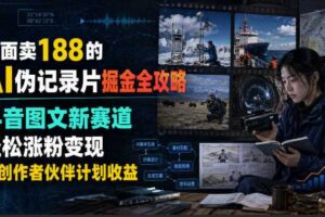 外面卖188的AI伪记录片掘金全攻略,抖音图文新赛道,轻松涨粉变现,拿创作者伙伴计划收益【文档】