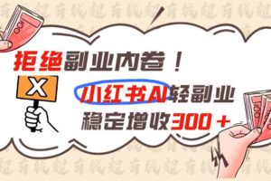 (19864期)拒绝副业内卷!小红书 AI轻副业稳定增收300+