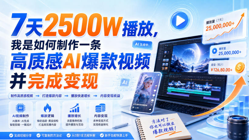 7天2500W播放,我是如何制作一条高质感AI*视频并完成变现