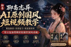 (19754期)聊斋志异AI原创国风短视频教学-更新;精选独家+内容起号+收徒接商单,用豆包加剪映轻松制作国风动画