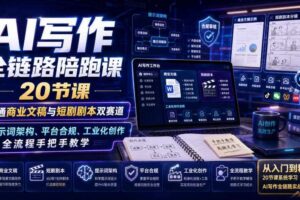 AI写作全链路陪跑课|20节课打通商业文稿与短剧剧本双赛道,提示词架构、平台合规、工业化创作全流程手把手教学