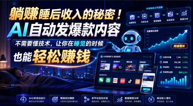 躺賺睡后收入的秘密!AI自动发*内容,不需要懂技术,让你在睡觉的时候也能轻松賺钱【原创双语字幕】