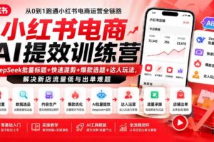 (19749期)小红书电商AI提效训练营—DeepSeek批量标题+快速混剪+爆款选题+达人玩法,解决新店流量低与出单难题