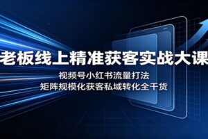 老板线上精准获客实战大课:视频号小红书流量打法,矩阵规模化获客私域转化全干货