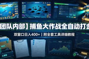 【团队内部】捕鱼大作战全自动打金,双窗口日入400+,附全套工具详细教程【揭秘】