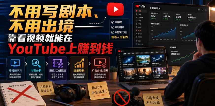 不用写剧本、不用出境——靠看视频就能在*上賺到钱【原创双语字幕】