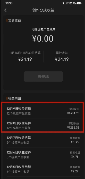 *撸视频号作创者益收课程，测通了视频号分成计划，一天百来块！