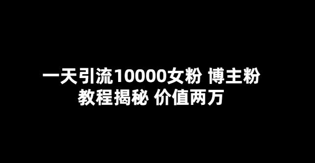 一天引流10000女粉,博主粉教程揭秘(价值两万)-麦资源网
