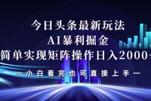 （12610期）今日头条最新掘金玩法，轻松矩阵日入2000+-麦资源网