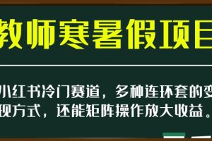 小红书冷门赛道，教师寒暑假项目，多种连环套的变现方式，还能矩阵操作放大收益【揭秘】-麦资源网