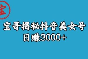 宝哥揭秘抖音美女号玩法，日赚3000+【揭秘】-麦资源网