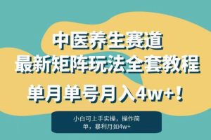 暴利赛道中医养生赛道最新矩阵玩法，单月单号月入4w+！【揭秘】-麦资源网
