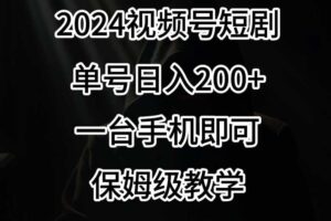 2024风口，视频号短剧，单号日入200+，一台手机即可操作，保姆级教学【揭秘】-麦资源网