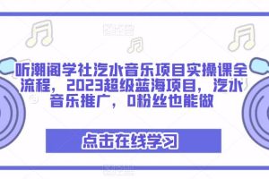 听潮阁学社汽水音乐项目实操课全流程,2023超级蓝海项目,汽水音乐推广,0粉丝也能做-麦资源网