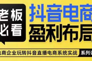 老板必看-抖音电商盈利布局，公开揭秘抖音电商全域布局打法-麦资源网