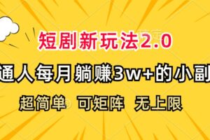 （12472期）短剧新玩法2.0，超简单，普通人每月躺赚3w+的小副业-麦资源网