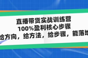 （4785期）直播带货实战训练营：100%盈利核心步骤，给方向，给方法，给步骤，能落地-麦资源网