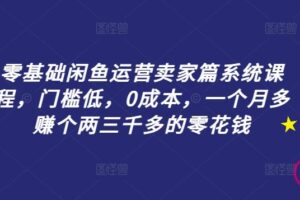 零基础闲鱼运营卖家篇系统课程,门槛低,0成本,一个月多赚个两三千多的零花钱-麦资源网