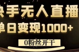 0粉丝开干，快手无人直播，单日变现1k+【揭秘】-麦资源网