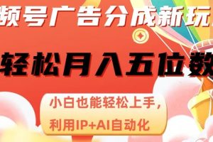 视频号广告分成新玩法，小白也能轻松上手，利用IP+AI自动化，轻松月入五位数【揭秘】-麦资源网