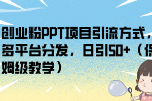 （6927期）创业粉PPT项目引流方式，多平台分发，日引50+（保姆级教学）-麦资源网