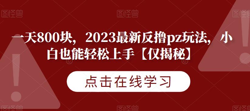 一天800块，2023*反撸pz玩法，小白也能轻松上手【仅揭秘】