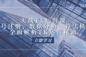 （12644期）实战Tk运营实操：账号注册、数据分析、算法机制，全面解析TK运营秘籍-麦资源网