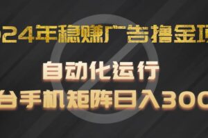 2024年稳赚广告撸金项目，全程自动化运行，单台手机就可以矩阵操作，日入300+-麦资源网