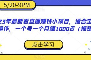 2023年最新看直播赚钱小项目，适合宝妈在家操作，一个号一个月赚1000多（揭秘）-麦资源网