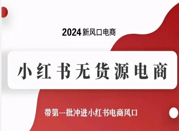 2024新风口电商，小红书无货源电商，带*批冲进小红书电商风口