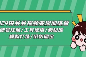 （11137期）2024拼多多视频变现训练营，账号注册/工具使用/素材库/爆款打造/带货佣金-麦资源网