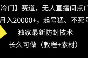 冷门赛道无人直播间点广告， 月入20000+，起号猛不死号，独 家最新防封技术-麦资源网