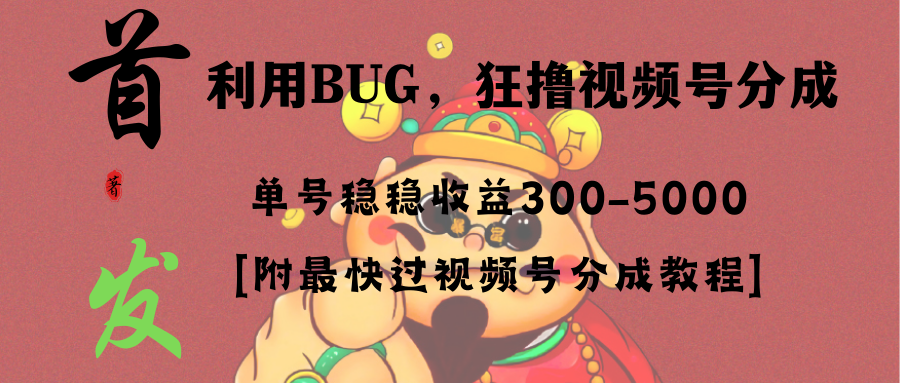 图片[1]-（8549期）全网独家首发，视频号BUG，超短期项目，单号每日净收益300-5000！