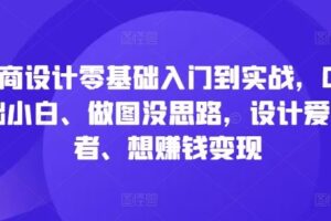 电商设计零基础入门到实战，0基础小白、做图没思路，设计爱好者、想赚钱变现-麦资源网