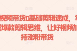 短视频带货0基础剪辑速成,掌握爆款剪辑思维,让好视频加持涨粉带货-麦资源网