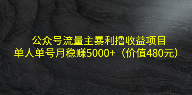 图片[1]-（4011期）公众号流量主暴利撸收益项目，单人单号月稳赚5000+（价值480元）