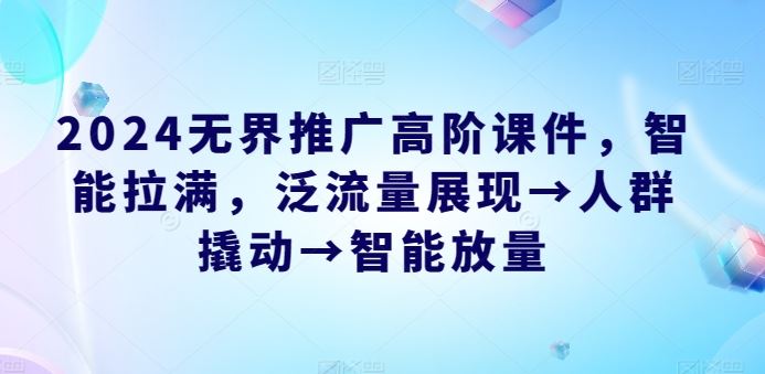2024*推广高阶课件，智能拉满，泛流量展现→人群撬动→智能放量