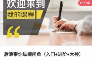 后浪带你纵横闲鱼（入门+进阶+大神），闲鱼最新玩法，简单粗暴-麦资源网